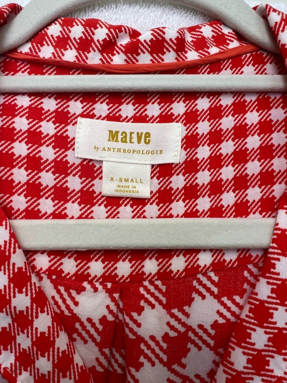 Anthropologie Red and White Gingham Button-Down Shirt by Maeve - Picture 3 of 4